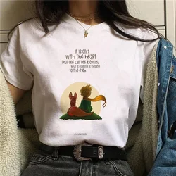 New Cute Cartoon Earth Space Little Prince T-shirt Ladies Fashion Harajuku Kawaii Graphic Printed Clothing Tops Tee 90s T-shirt