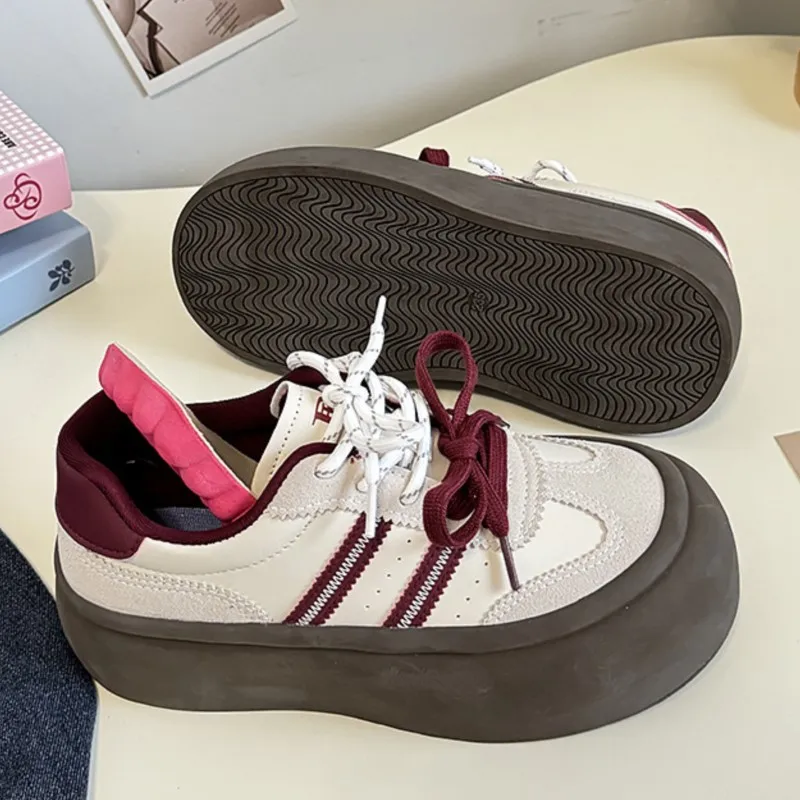 

2025 Hong Kong Style Vintage Bread Shoes Ladies Agan Shoes Thick Platform Shoes Breathable Shoes Leisure Minority Agan shoes