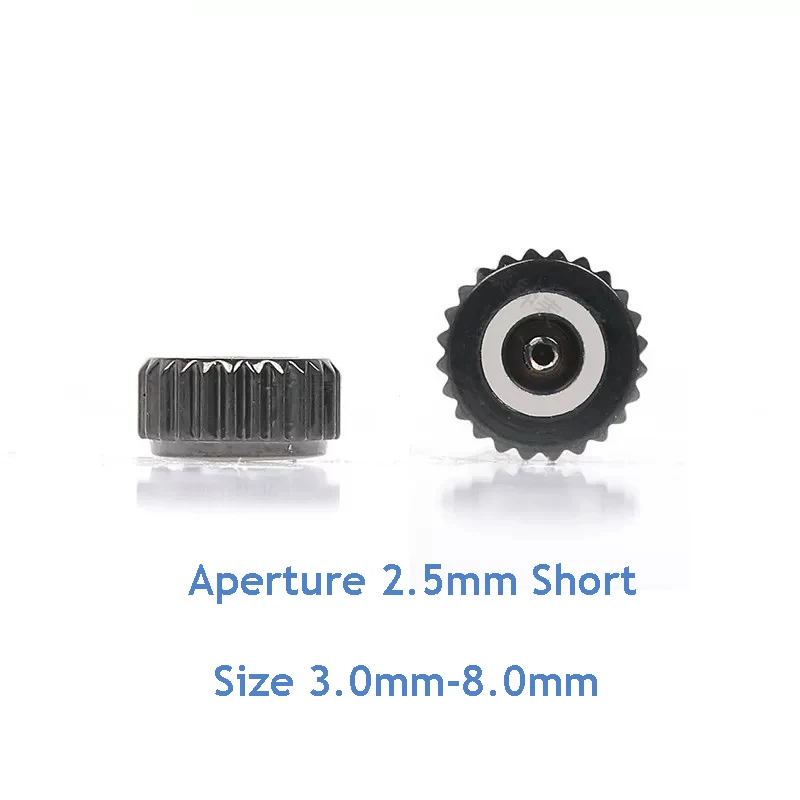 5 Stück schwarze Uhrenkronen aus Edelstahl, universell einsetzbar, vollständig aus Metall, 2,5 mm, großer Durchmesser, Größen von 4,5 mm bis 8,0 mm, für Uhrmacher. – Detail 2