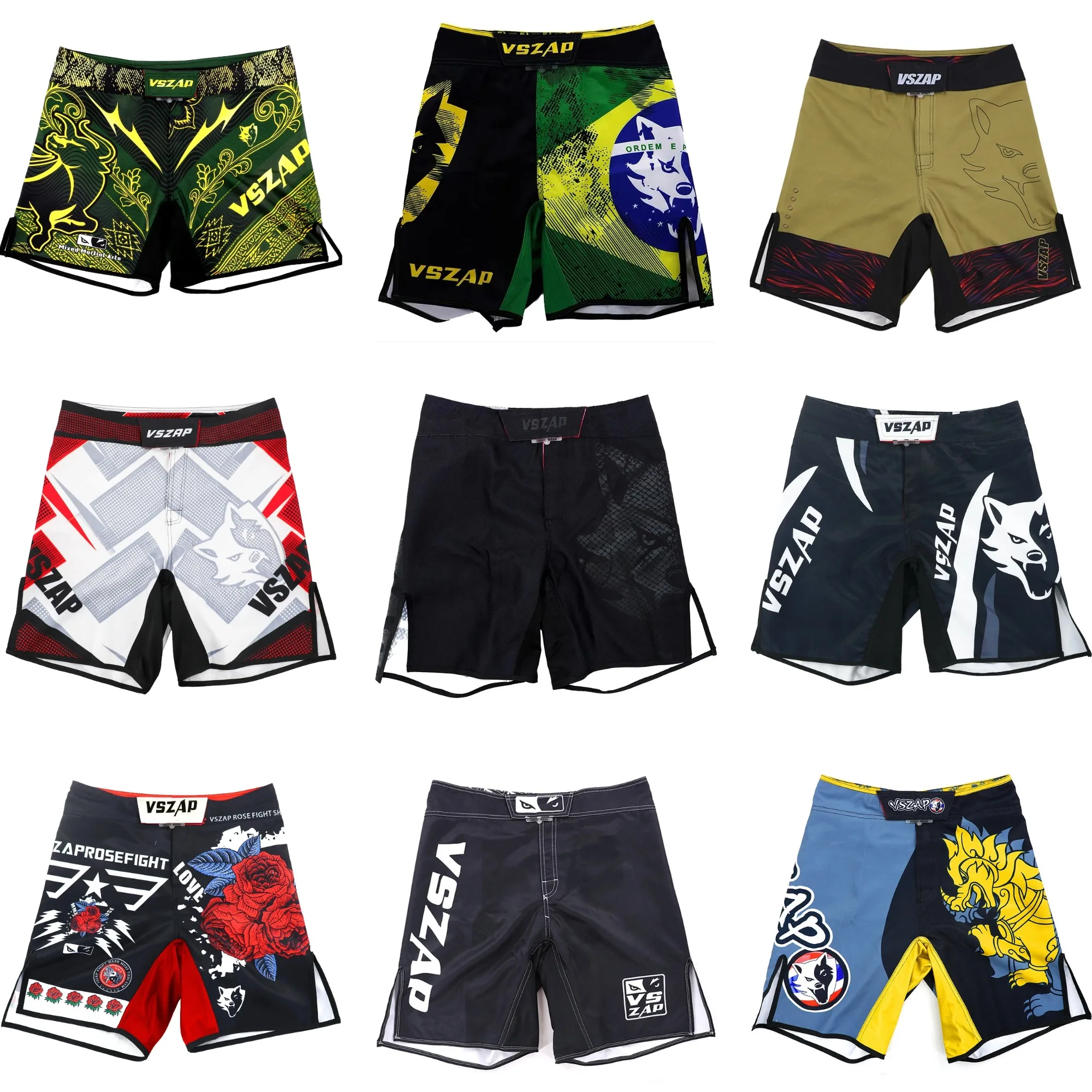 Men's MMA Grappling Shorts Quick‑Dry Fight Shorts Comfortable Shorts for BJJ Boxing Kickboxing Martial Arts Training & Sparring