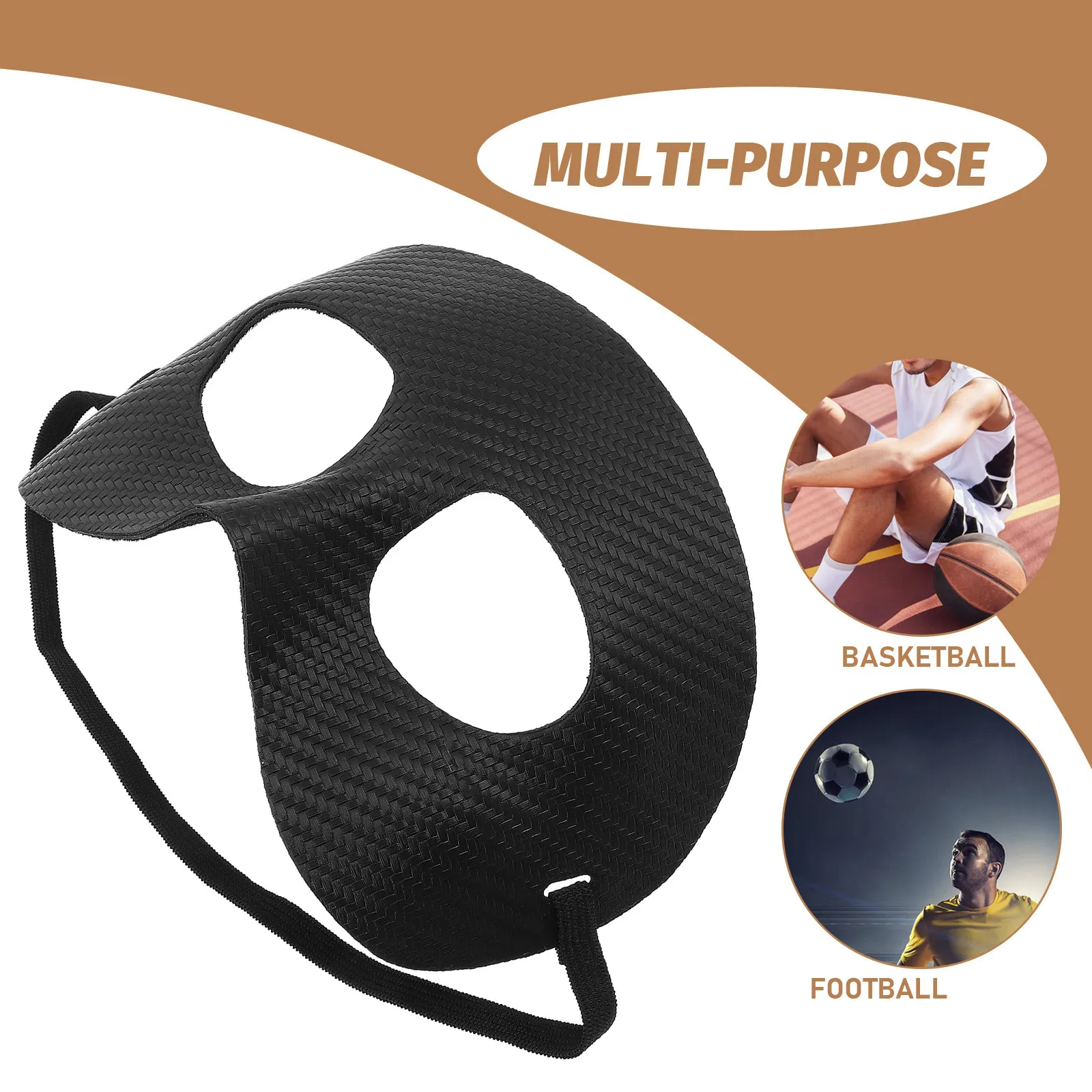 Black Sports Mask for Men Nose and Cheek Protection Lightweight Breathable Face Guard for Basketball Football Competition