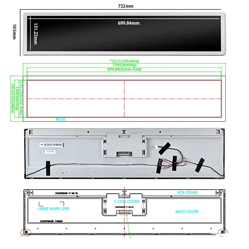 BOE 28 Inch 1920x360 Stretch LCD Screen DV280FBM-NB1 LVDS Interface Digital Signage Display Panel for Advertising Machine 28