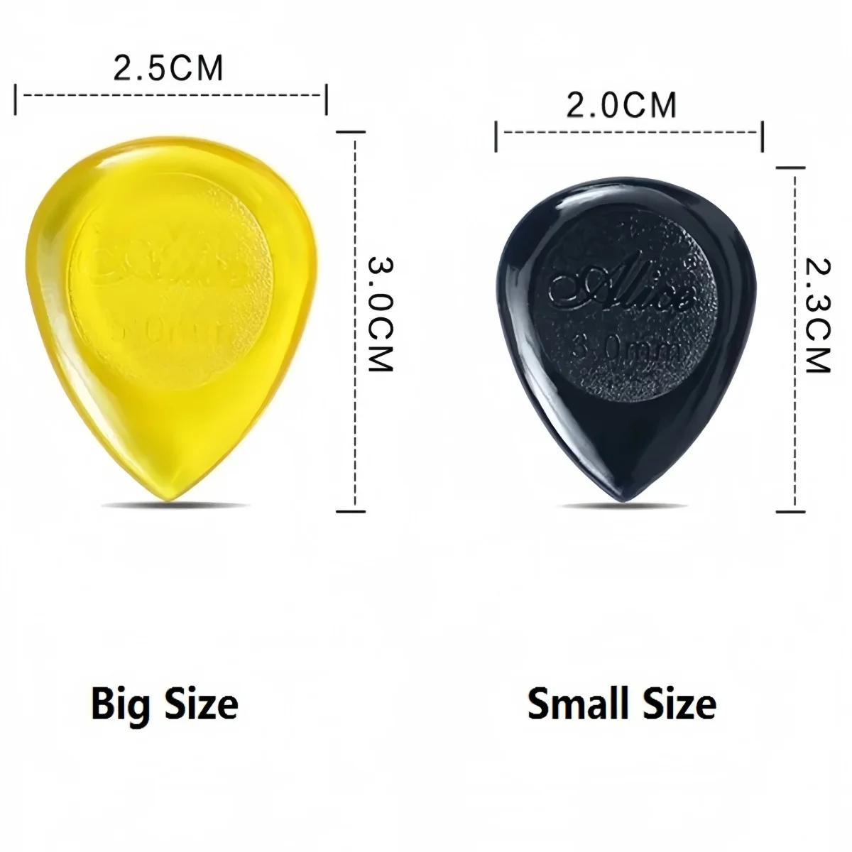 Alice 100Pcs Guitar Picks Big/Small Waterdrop Size, Anti-Slip Groove Design 1/2/3mm Mixed Plectrums for Guitar Bass with Case