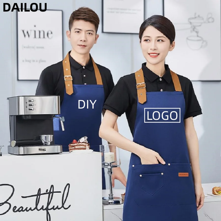 

Women's Apron Men's Customized Kitchen Apron Personal Logo Apron with Own Logo Barber Enterprise Customized Team Work Clothes