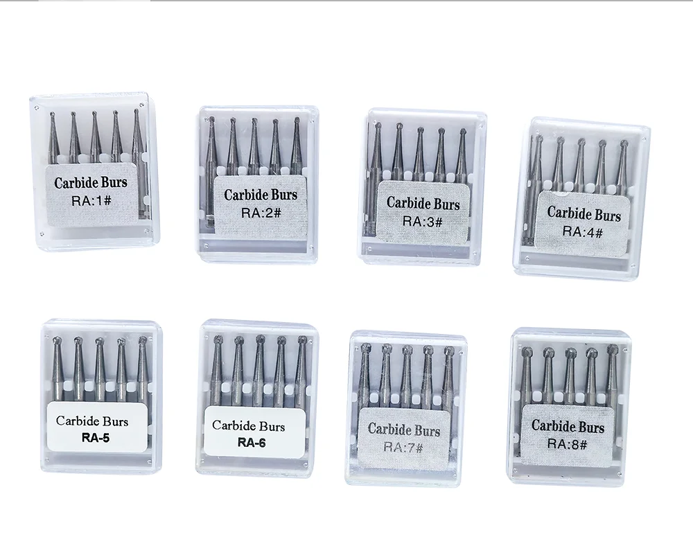 5 Teile/schachtel Länge 22,5mm RA Serie Polieren Werkzeug Wolfram Hartmetall Bohrer Dia.2,35mm Runde Bohrer Für Niedrige Geschwindigkeit Contra Winkel handstück – Detail 5