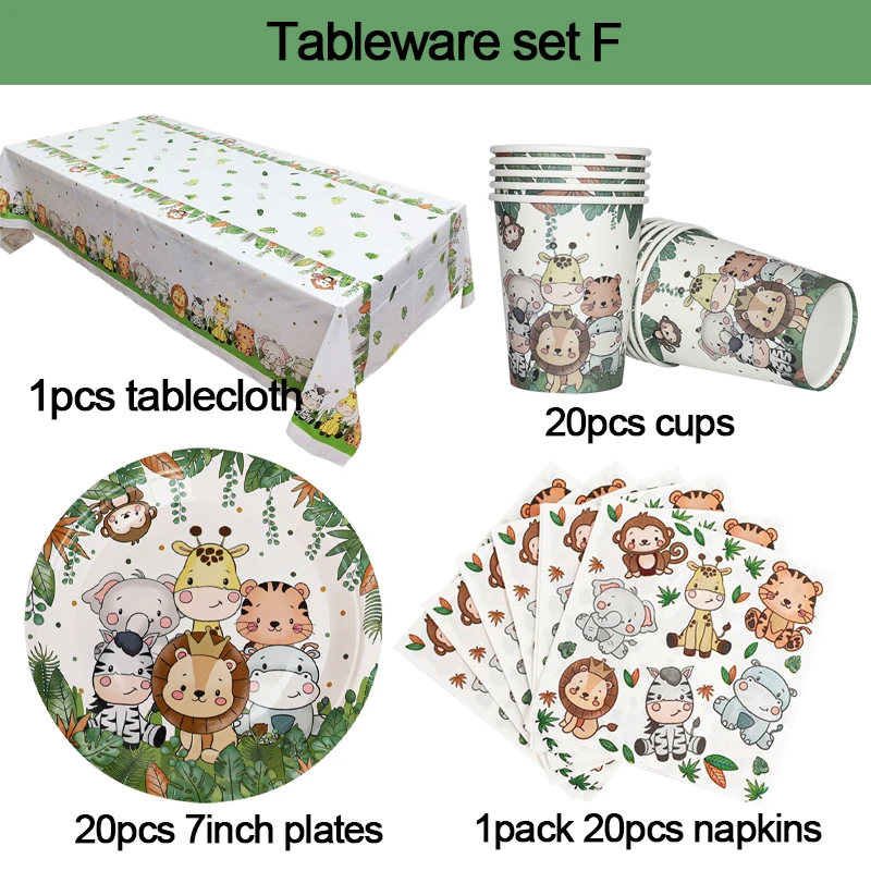 Dschungel Geburtstag Party Dekor Tier Palm Blätter Einweg Geschirr Set Kinder Junge Wild One Forest Safari Geburtstag Party Supplies – Detail 11