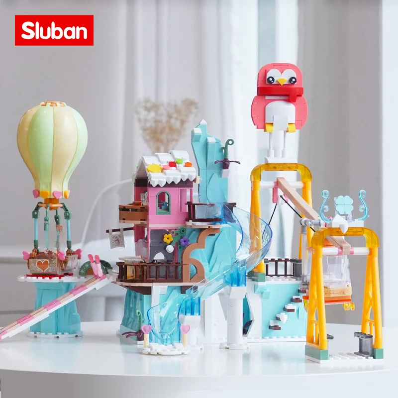 Sluban Holiday Ski Resort Building Blocks Intellectual Piecing Girls Assembling Brick Model Toys Children's Birthday Gifts