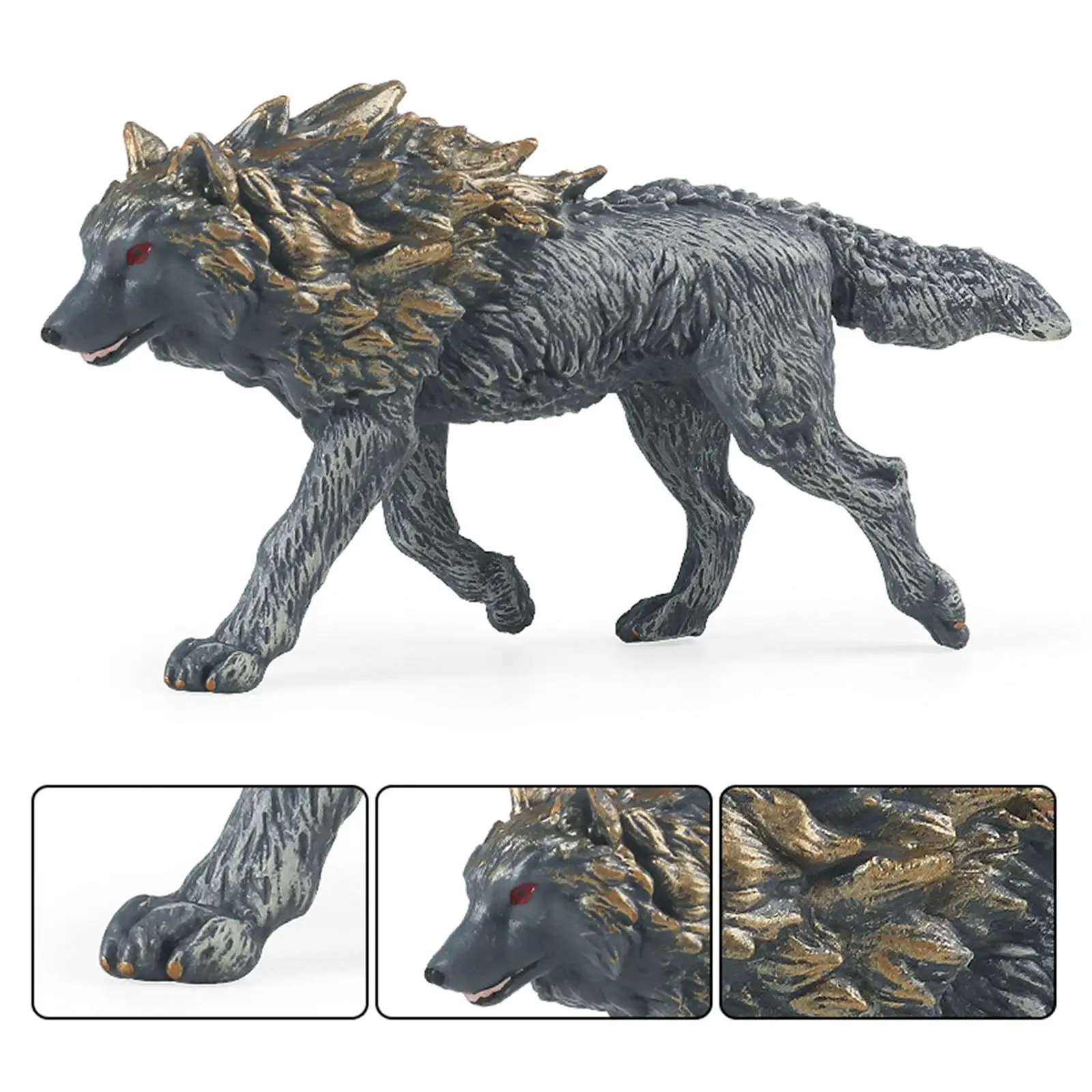 Mini Wolf Figurines Model Cake Toppers Educational Toy for Children Kids Animal Model Statues Home Desktop Decoration