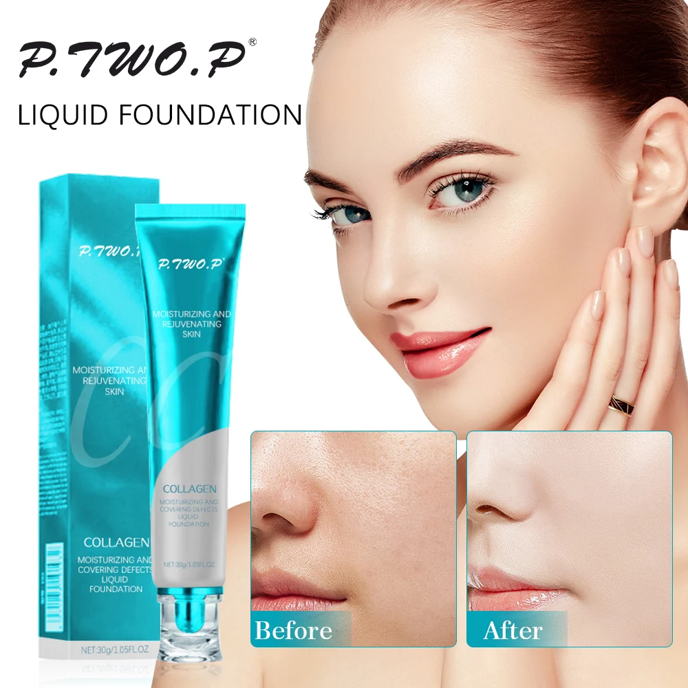 PTWOP Moisturizing Foundation Liquid Full Coverage Waterproof Fundations Matte Concealer Changing Foundation Makeup Base