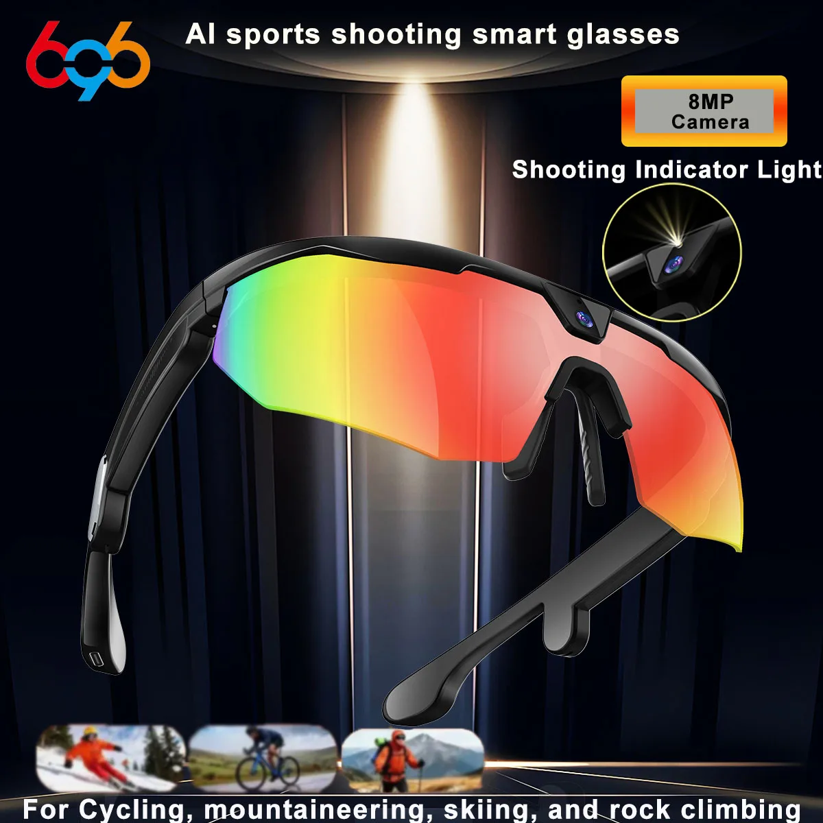 New Riding Outdoor Sports Bikes Sunglasses Men Women Goggles 800W Camera Take Photos Record Videos Blue Tooth Smart Glasses Gift
