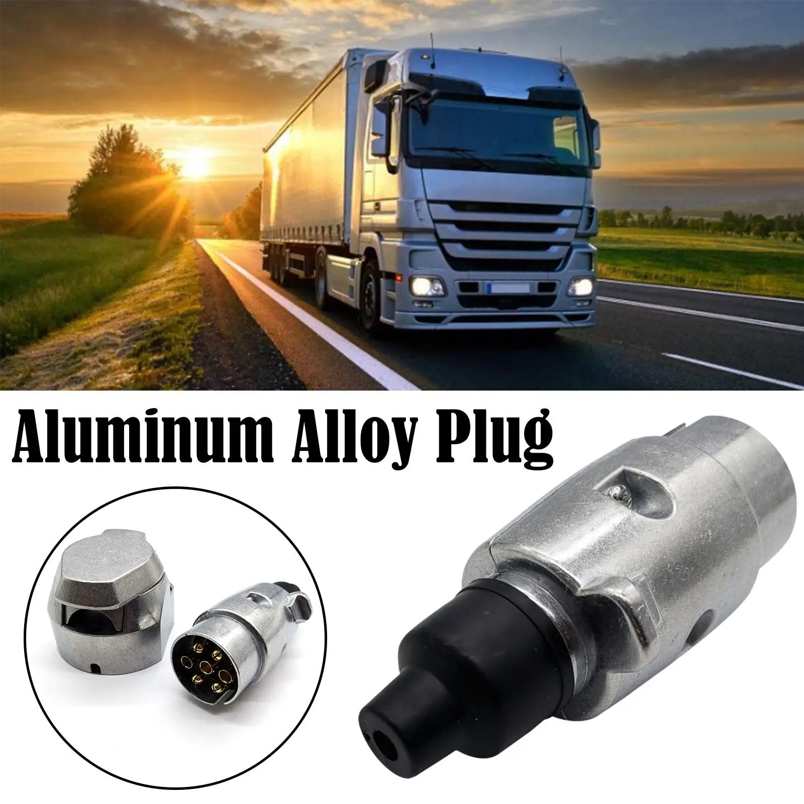 7 Pin Plug Trailer Truck Aluminium Alloy Towing Electrics 12V Connector Replacement For RV Truck EU Plug New E3L4