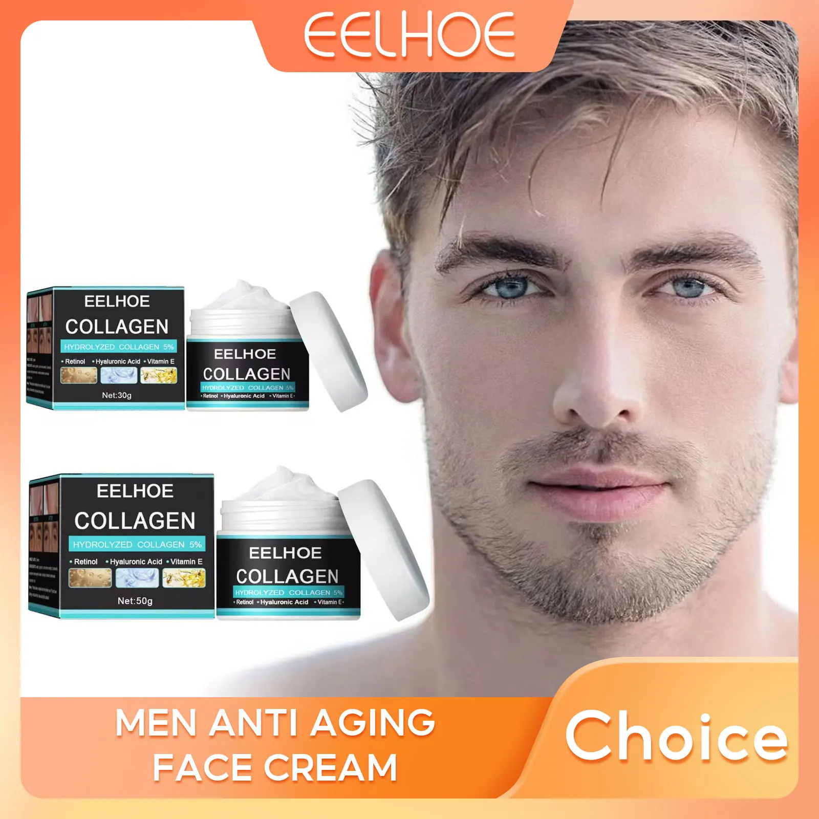 

Anti-Wrinkle Face Cream for Men Deep Hydration Tighten Skin Lifting Facial Protection Moisturizer Cream with Hyaluronic Acid 50g