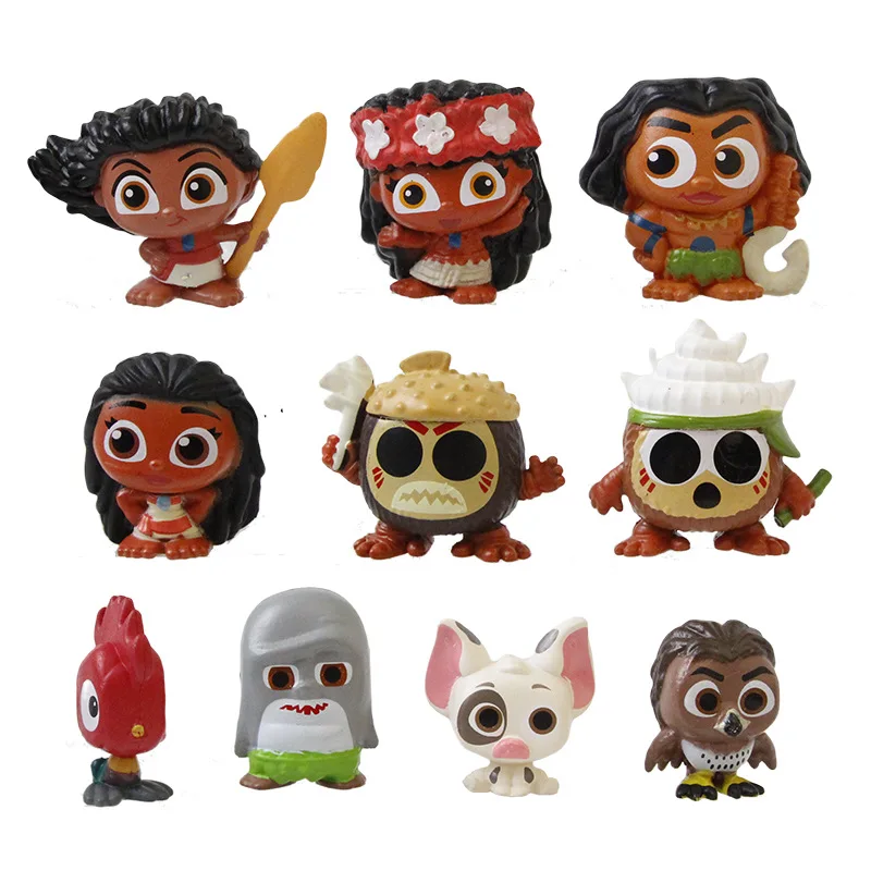 10 unids/set película de Disney Moana princesa Maui jefe Tui Tala Heihei Pua figura de acción Brinquedo Pvc modelo juguetes niños regalo de cumpleaños