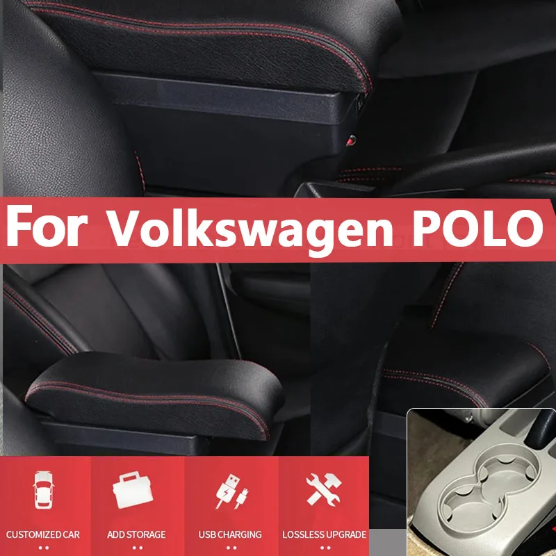 

For Volkswagen Polo Car Armrest Box For VW POLO Mk5 6R Vento 2002-2009 Storage Box Car Accessories Simple installation