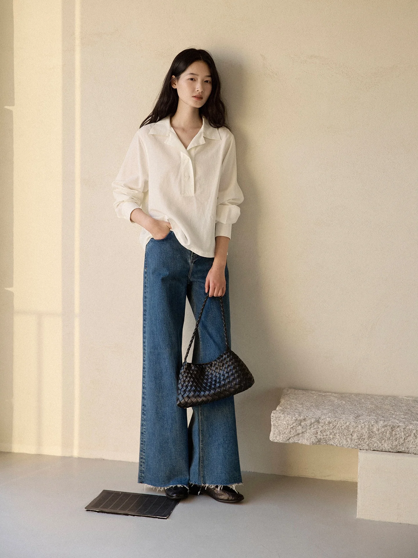 

Ginnkee Women's White Silk Linen Long Sve irt V-Ne Loose Fit Commute Button up Spring Faion French Sle Breathable