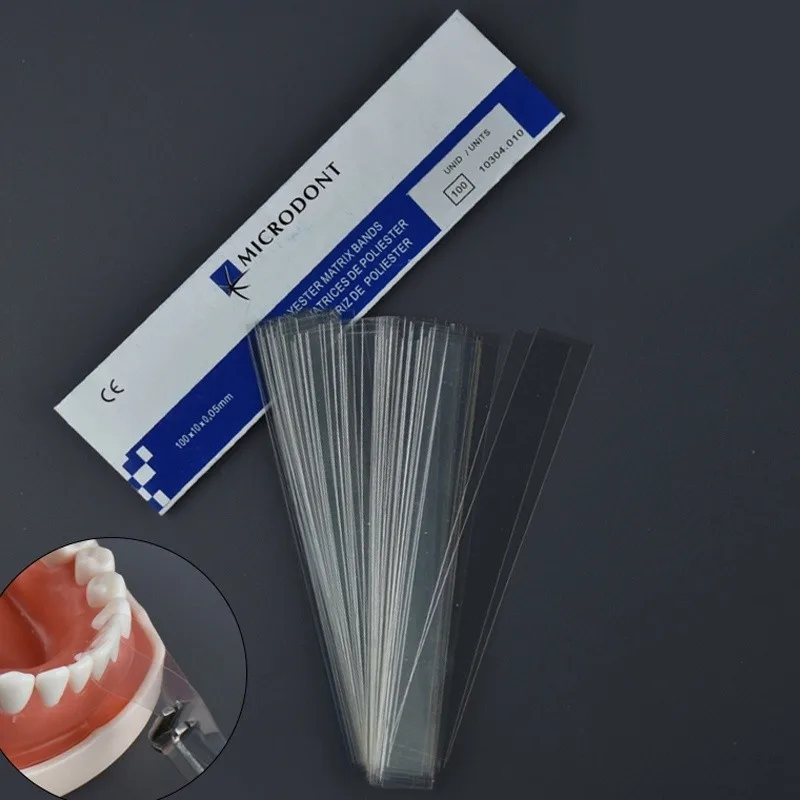 100Pcs/box Matrizes Dentárias Faixas De Poliéster Espaçador Interdental De Material Dental