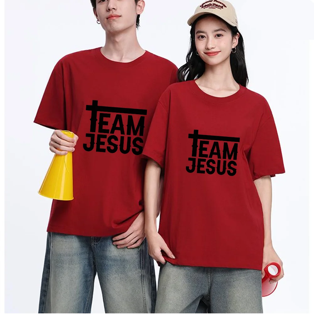 Team Jesus Cross Printed T Shirt Cotton S-XXL Personalized Custom Casual Short Sleeve Tee Unisex Fit Breathable Fabric Aesthetic