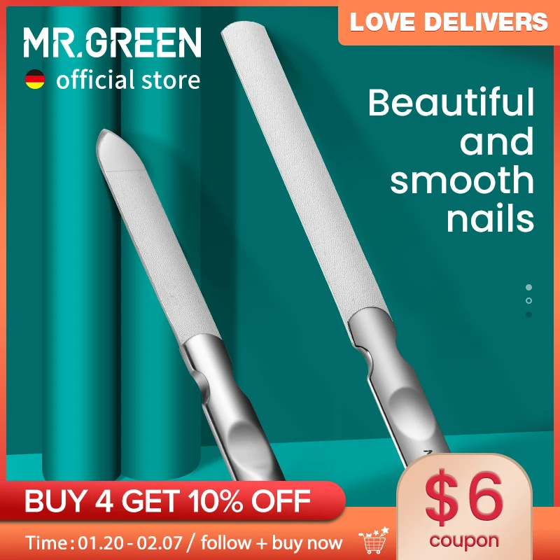 

MR.GREEN Double Sided Nail Files Stainless Steel Manicure Pedicure Grooming For Professional Finger Toe Nail Care Tools