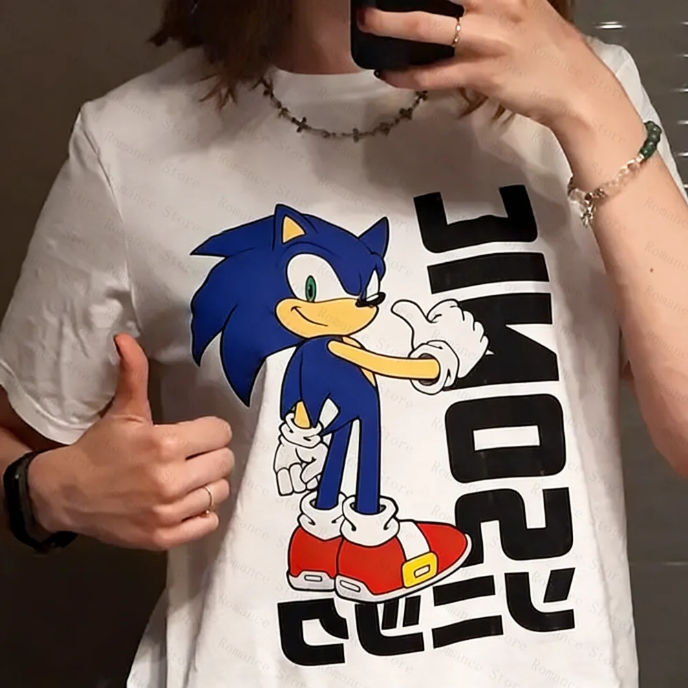 Sonic and Sonic The Hedgehog Print T-shirt Men's Shirt Women's Shirt Cotton Casual Short Sleeve O Neck Top Summer Y2K Ginza