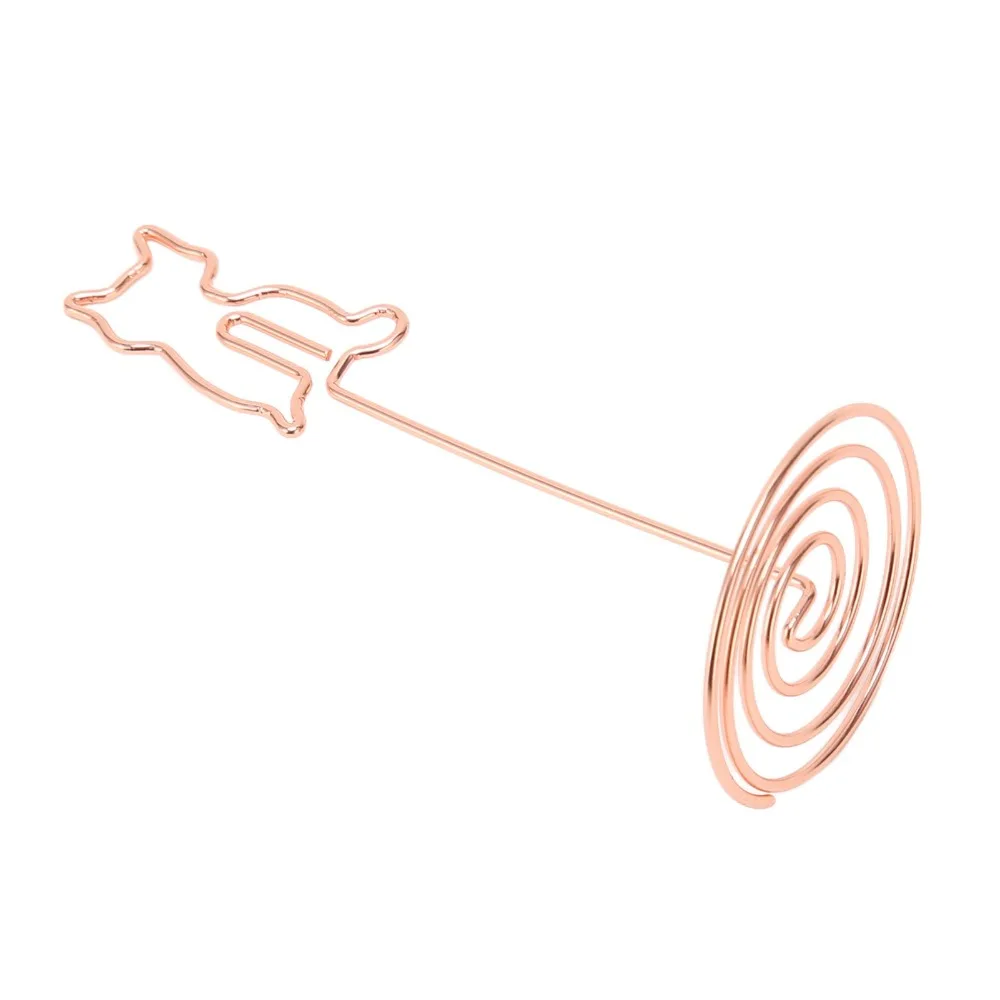 10Pcs Kitten/Note Shape Table Number Stands Rose Gold 105*40mm Place Card Holder Metal Electroplating Name Card Clip