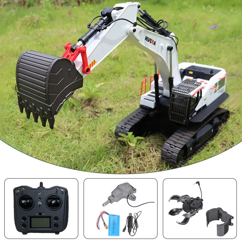 HUINA 1/14 Metal RC Excavator Truck Car Remote Control Model 1594 Light Battery Sound Outdoor Toys For Boys TH19286-SMT9