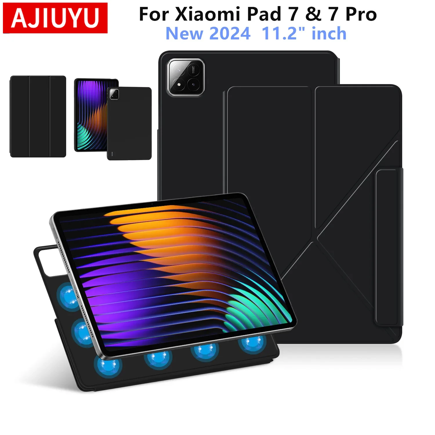 AJIUYU For Xiaomi Pad 7 2024 Tablet Case 11.2 Inch Mi Pad 7 Magnetic Stand Cover for Xiaomi Mi Pad 7 Pro MiPad 7 2024 Case Funda