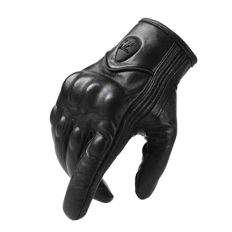 Guantes táctiles De piel De cabra auténtica para hombre, manoplas deportivas para ciclismo, carreras De motos, novedad