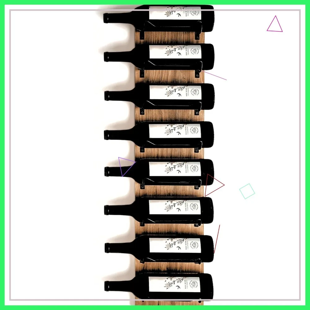 

Деревянная настенная винная полка на 8 бутылок, матовые черные кронштейны, рустик-отделка для небольших помещений