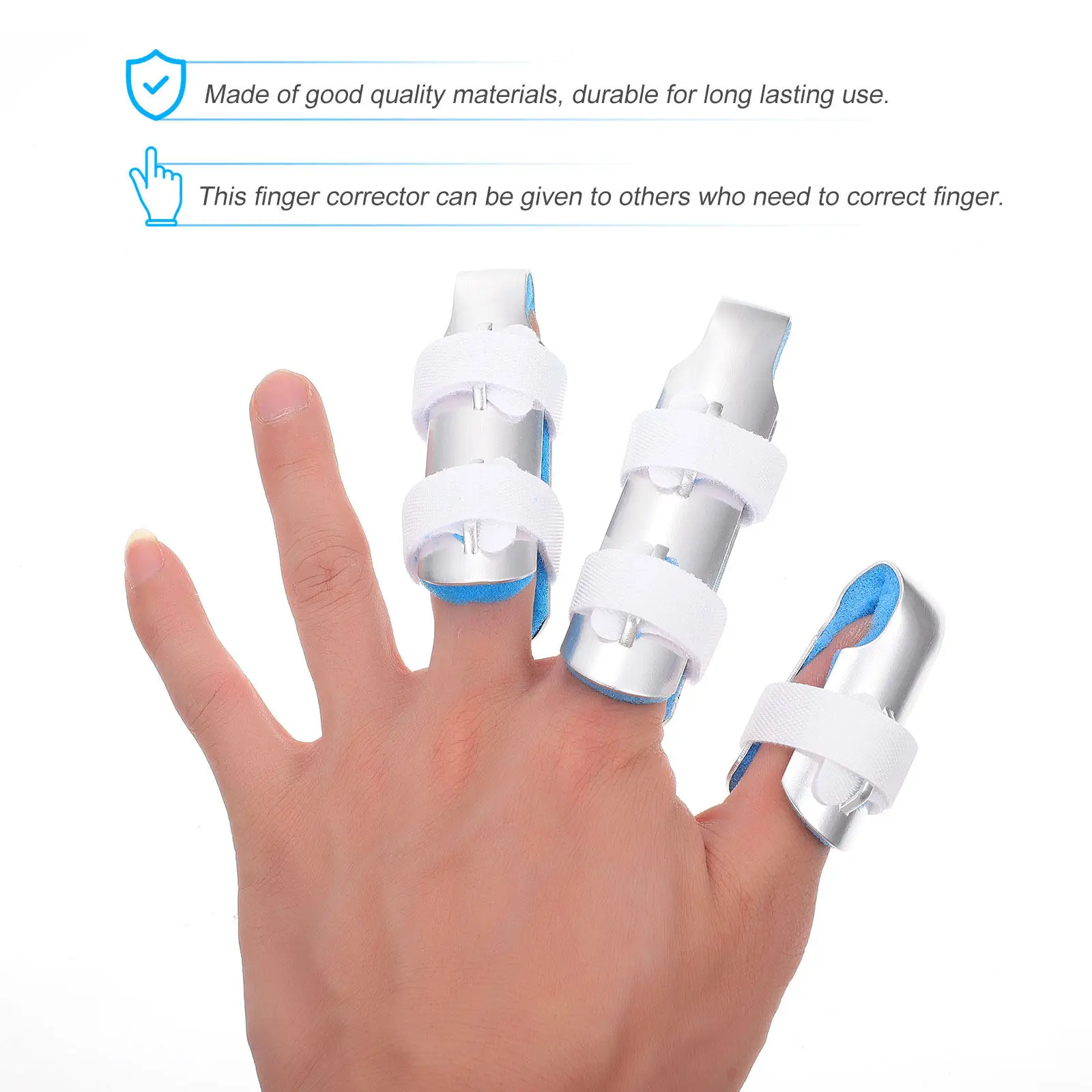 

3Pcs Aluminum Alloy Finger Splint with Sponge Lining for Mallet Finger Rheumatoid Arthritis Fracture Sprain Pain Relief Support