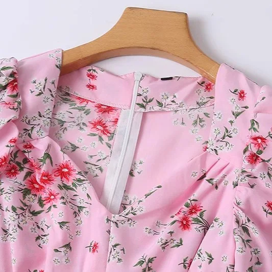 V-Ne Gonna lunga a trapezio con stampa floreale Bubble Sve Long Dr Ele Sle Summer Faion pezzo unico