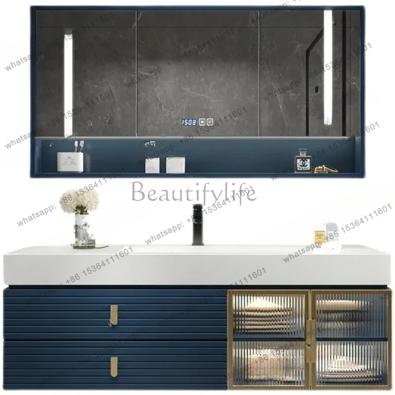 

Corian integrated basin bathroom oak bathroom cabinet wall-mounted smart washbasin washstand