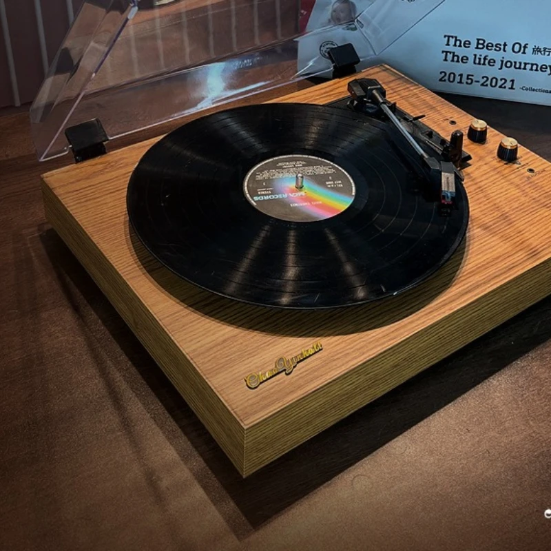Home Bluetooth Speakers European Vintage Wooden Turntable Record Player Integrated Speakers Bluetooth Stereo Retro LP Phonograph