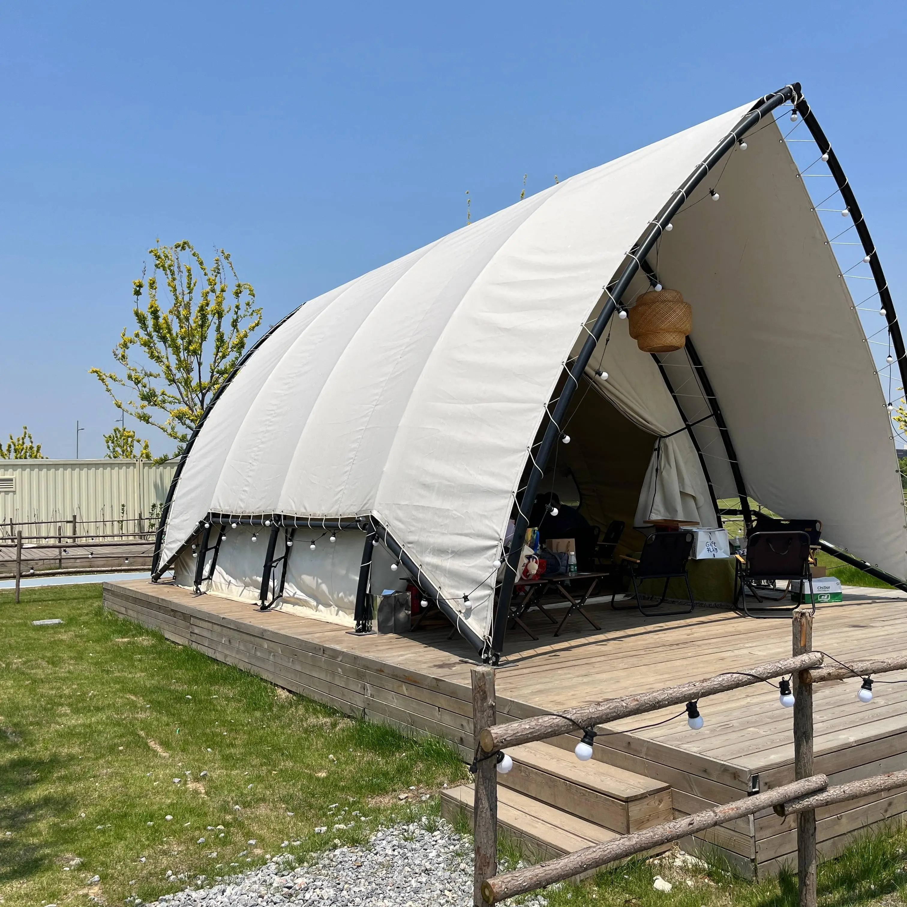 Anti-Mold Glamping Prefab Hotel Straight Bracing Type for Family Parties Sale! for Outdoor Bathroom Camping Sailing