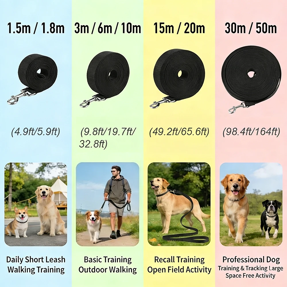 Extra Lange Hundetrainingsleine Nylon Starkes Zugseil für Kleine und Große Hunde Katzen Outdoor-Spaziergänge Golden Retriever Haustier-Führleine – Detail 1
