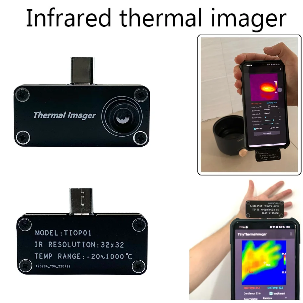 TYPE-C Interface 32*32 Mini Infrared Thermal Imager Night Vision External Thermographic Cameras TIOP01 for Android Mobile Phone