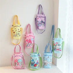 Cartoon Sanrios Hello Kittys Cup Canvas Handbag Kuromi Cinnamoroll Shoulder Bag Portable Water Bottle Thermos Cup Storage Bag