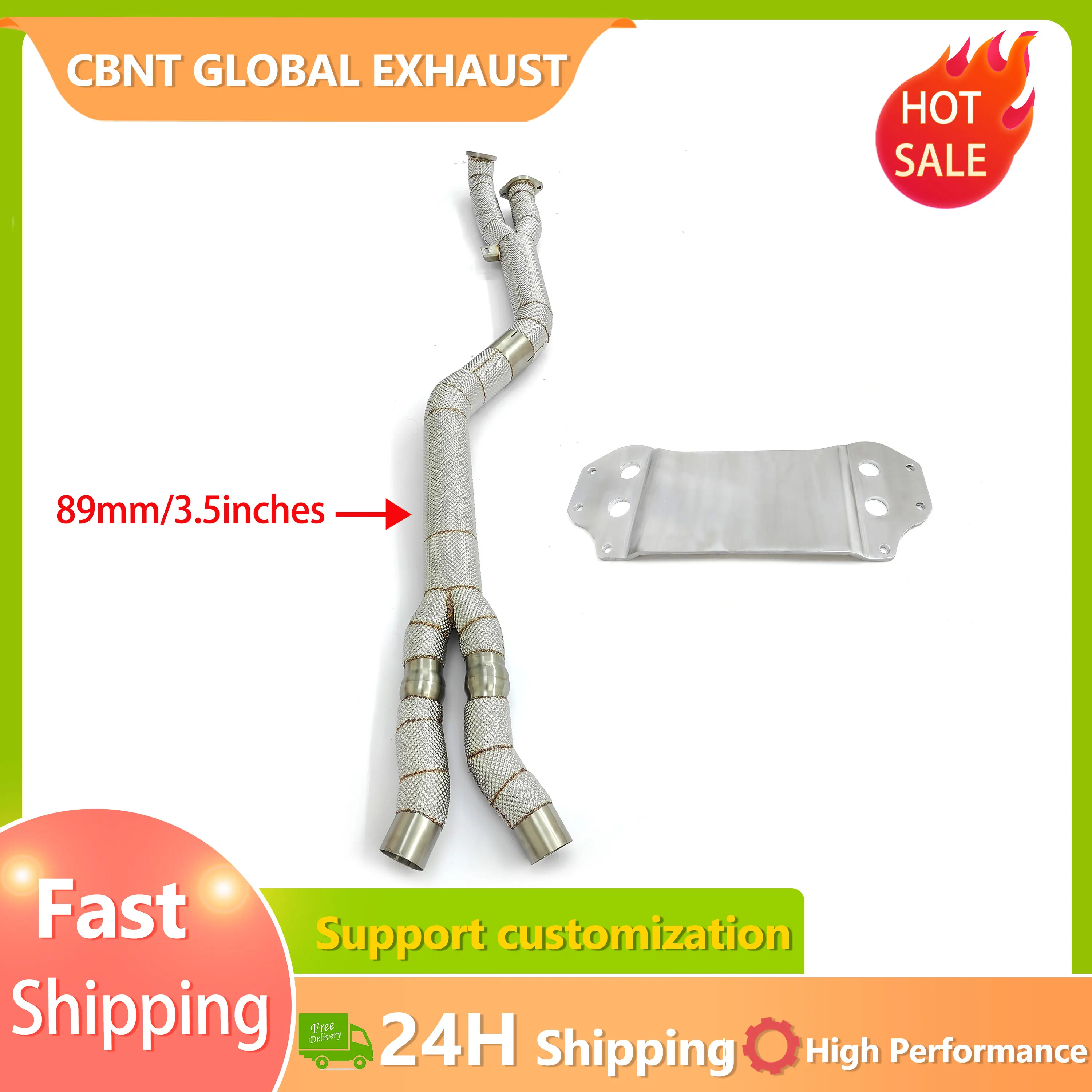 

CBNT Fast Shipping Exhaust Single Midpipe for BMW S58 M3 G80 G82 M4 3.0T Performance Exhaust Pipe 89mm Midpipe With Heat Shield