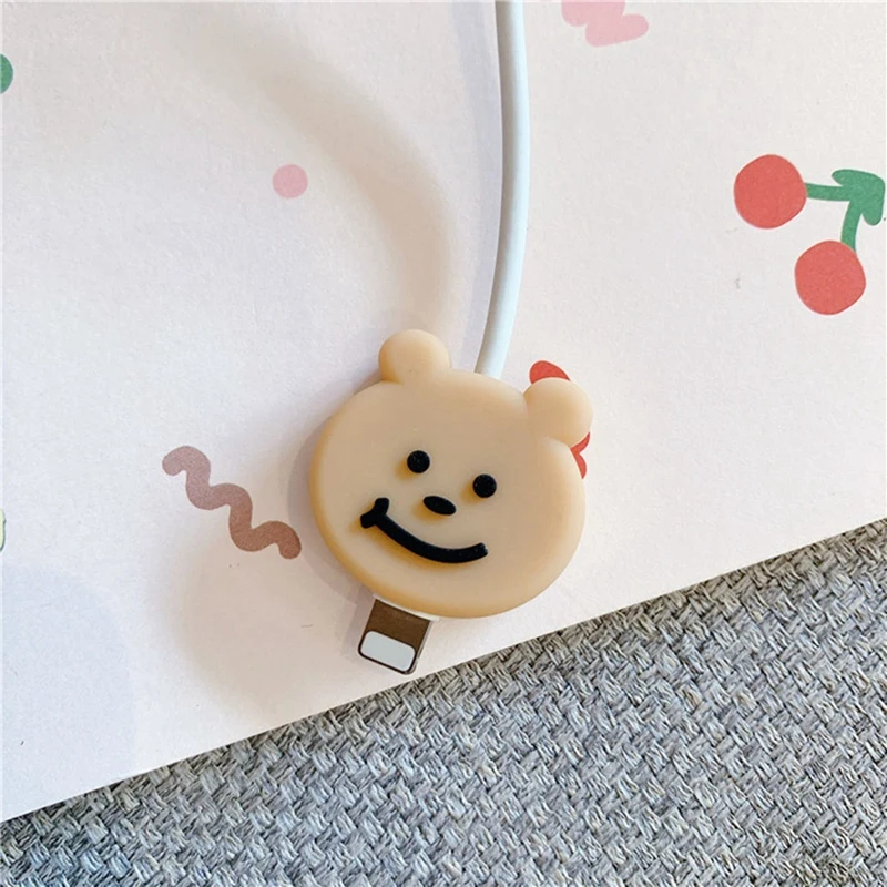 귀여운 케이블 보호 바이트, 만화 정리함 충전 케이블 와인더 코드 거치대, USB 데이터 라인 관리
