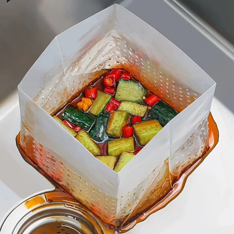 30pcs Disposable Kitchen Sink Strainer Bag Square Drain Filter Mesh Waste Catcher Anti-Clog Food Residue Garbage Collector Sink