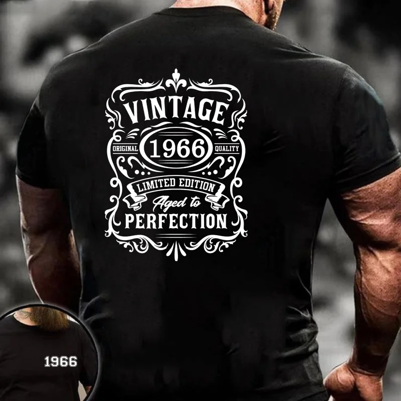 Limited Edition 1966 Vintage Classic T-Shirt Men\'s Fashion Cool 1966 Round Neck Shirt Casual T-Shirt Tops