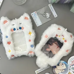 Soft Kawaii Photocard Holder Card Case Supplies For Students Women Kpop Photo Card Protective Cover Plush Badge Holder  포토카드 용품