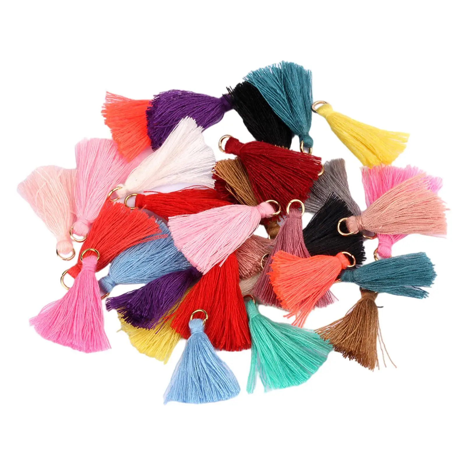 100x Chiffon Flower Pendant Fabric Petal Tassel For Necklace Key Chain