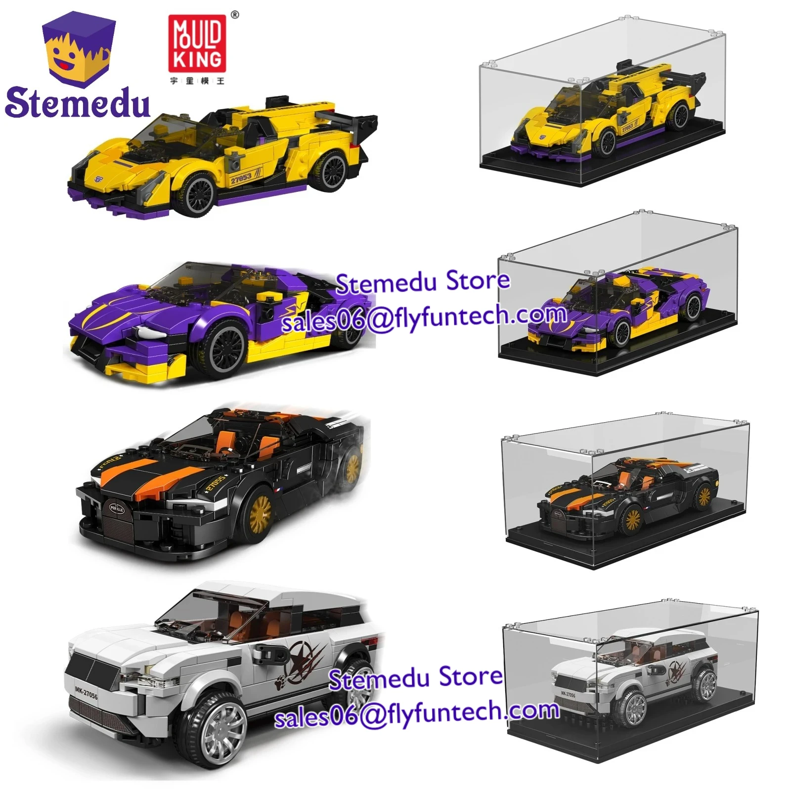 

MOULD KING 27053 27054 27055 27056 MOC Roadster Sport Car Model Building Blocks Bricks NO.VENENO With Display Box Gift for Kids