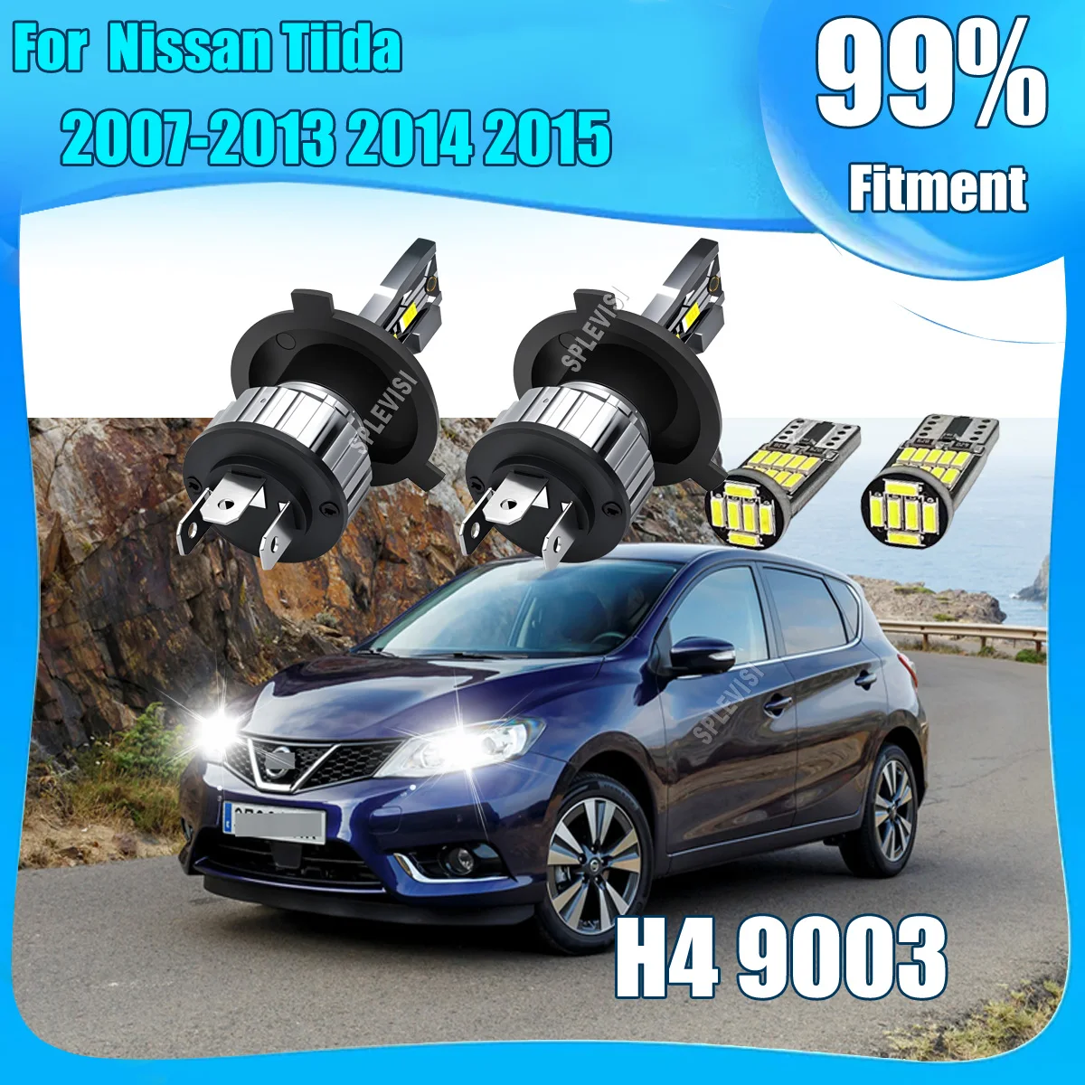 

H4 9003 472 LED 6000K Car Headlights with Anti-Glare Technology For Nissan Tiida 2007 2008 2009 2010 2011 2012 2013 2014 2015