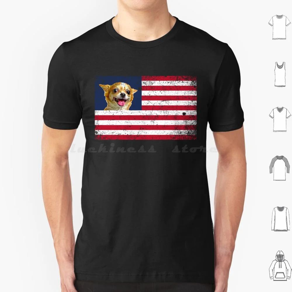 American Flag Chihuahua Dog Lover Funny 4th Of July Dog T Shirt Cotton Men Women DIY Print Animals Pets Dog Breed Dog Fan Fawn