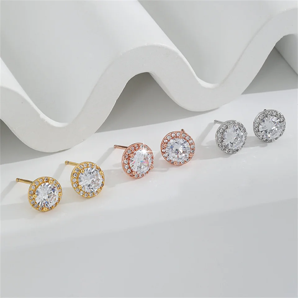 

Versatile And Refreshing Earrings For Women Fashion Cat's Eye Stone Earring Four-claw Round Single Diamond Earrings Jewelry Gift