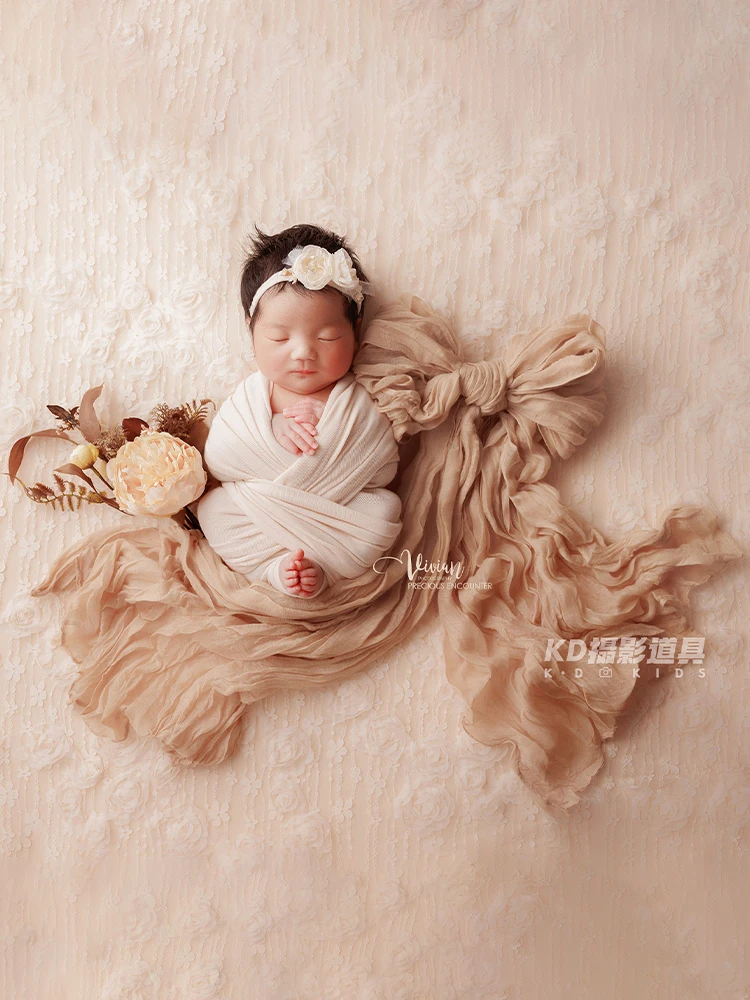 Newborn Photography Props Lace Flower Hat Floral Headband Bow Styling Gauze Blanket Artificial Flowers Decor Studio Photo Props