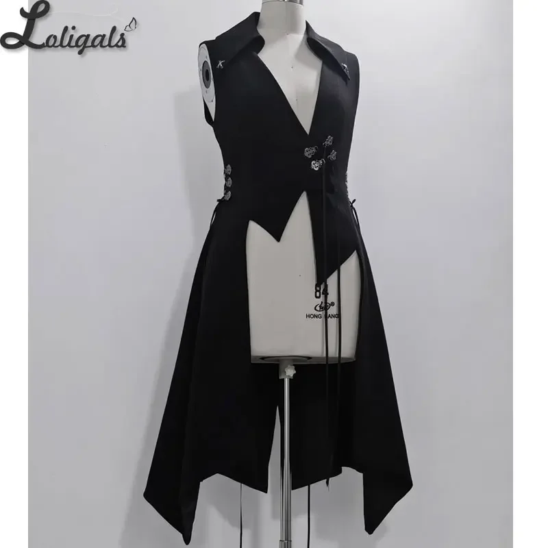 Ouji Lolita Vest Retro Gothic Medieval Cool Slim-fitting Long Waistcoat by Princess Chronicles