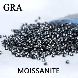 Loose Small Black Moissanite 1 Carat 0.5mm 1mm 2mm Round Black Diamond Gem Fine Jewelry Micro Setting