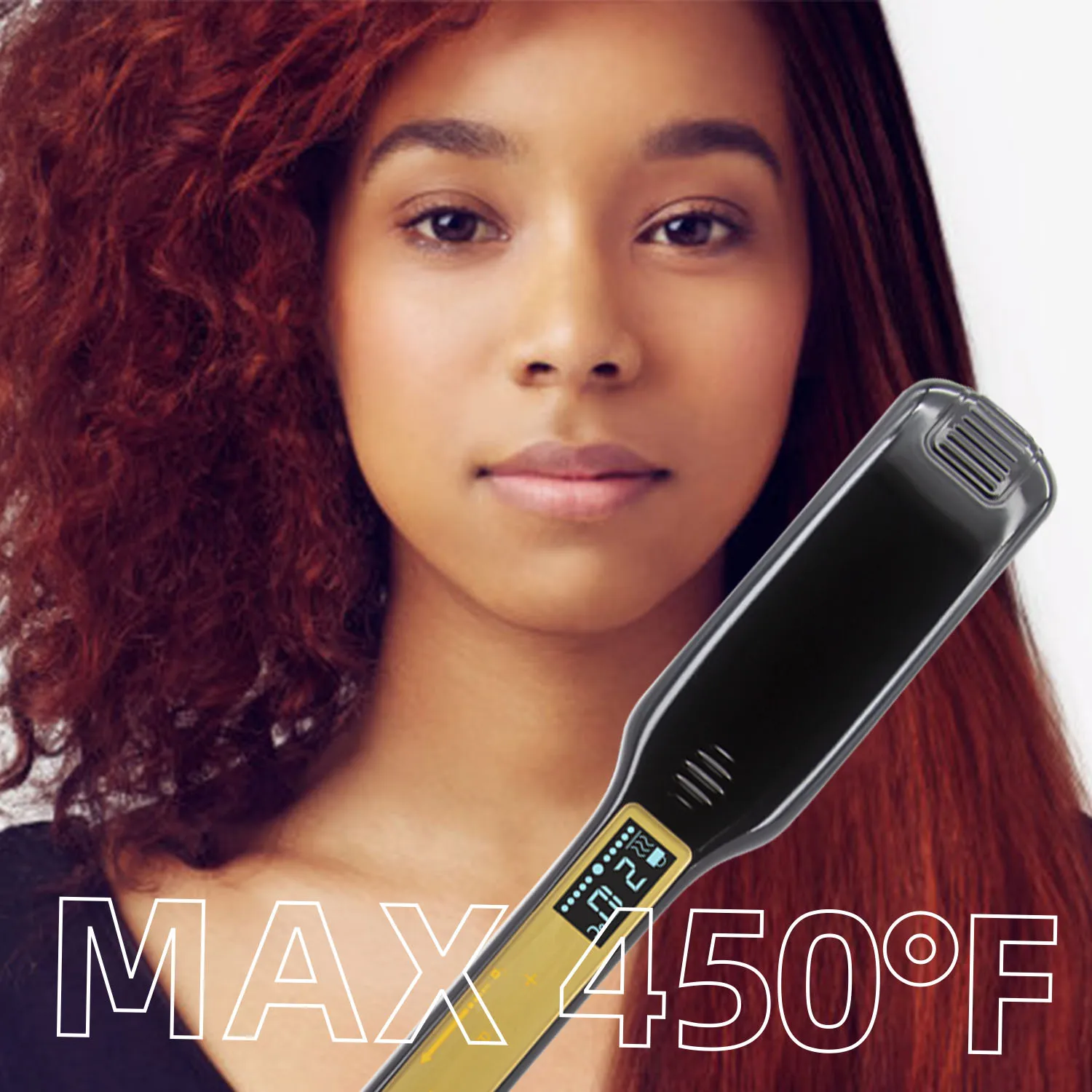 Titanium Plate Hair Flat Iron Professional 450°F Hair Straightener Curler Fast Heating Salon Styling Tool Dual Voltage view 2